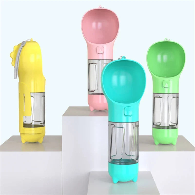 Portable pet water bottle 3-in-1 dispenser and bowl, BPA-free, 300ml and 500ml