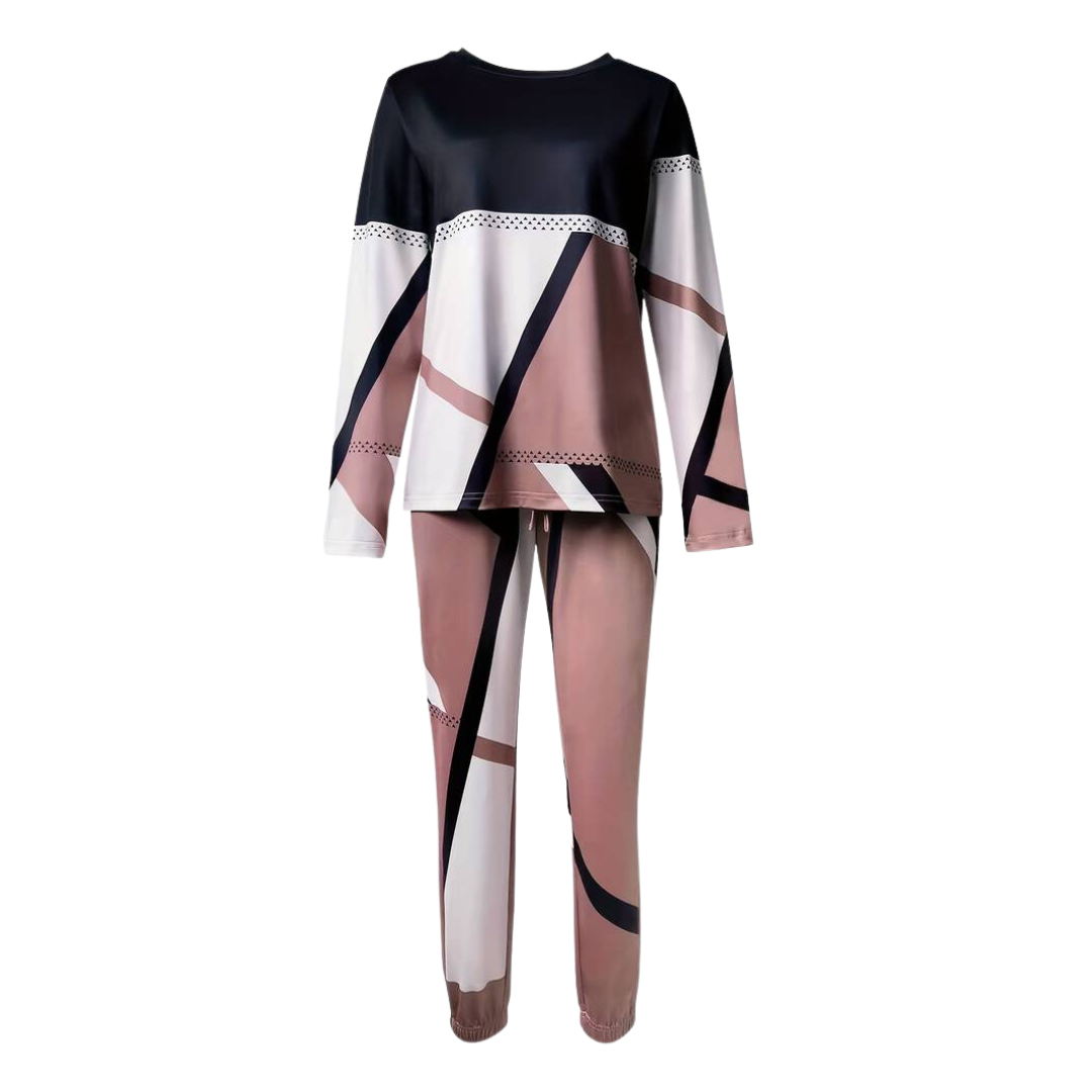 Women 2 piece lounge set O-neck sweater and wide leg drawstring pants