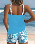 Women Tankini Set Sleeveless Top Printed Shorts | Linnea