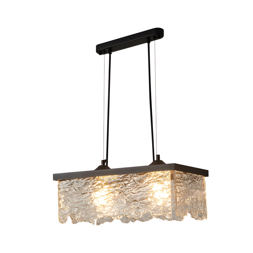 Black glass chandelier dining room, 3-step dimmable E27 ceiling light, modern design