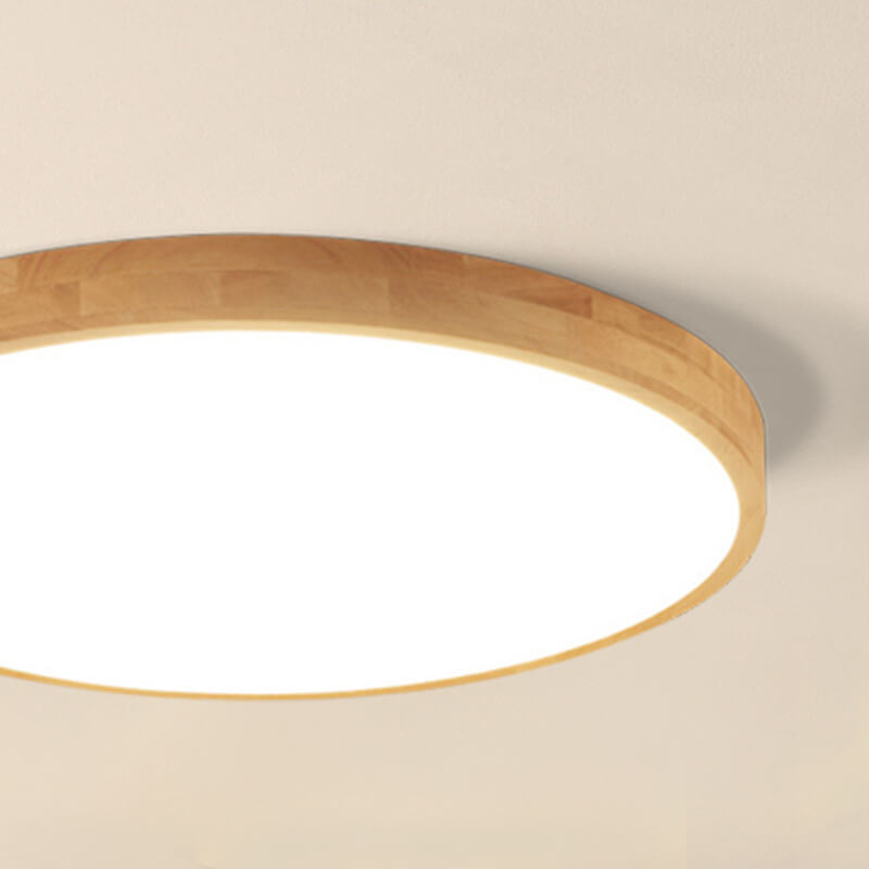 Flush mount ceiling light Nordic solid wood round LED 30CM ultra-thin