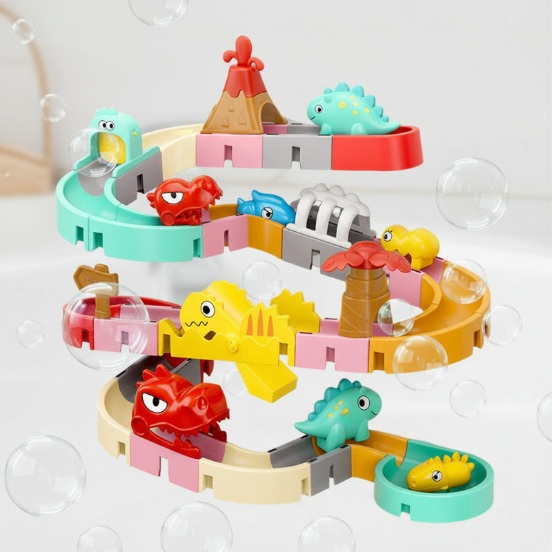 Bath toy track DIY water slide play set with modular suction cup design