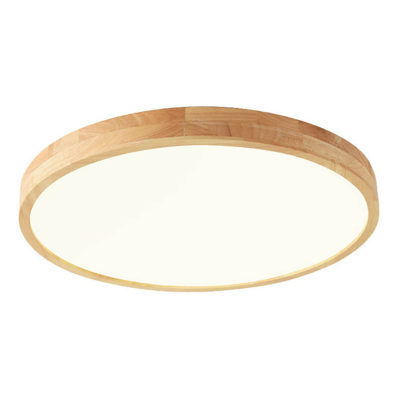 Flush mount ceiling light Nordic solid wood round LED 30CM ultra-thin