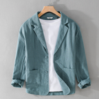 Men's linen blazer relaxed fit, breathable summer jacket