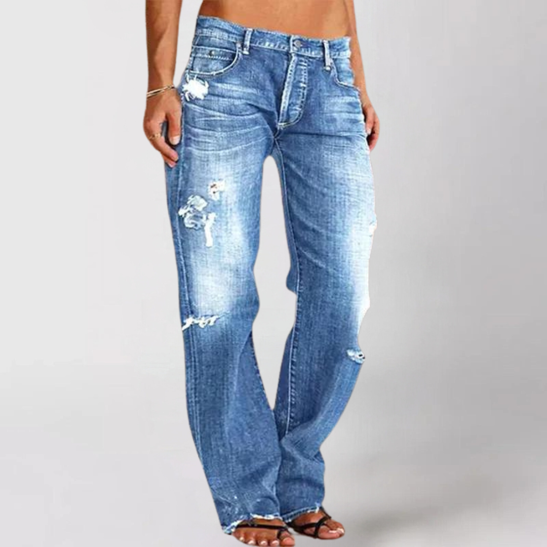 Women denim wide leg jeans relaxed fit in multiple colours
