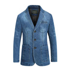 Men's blazer modern relaxed fit in light blue and dark blue, smart casual