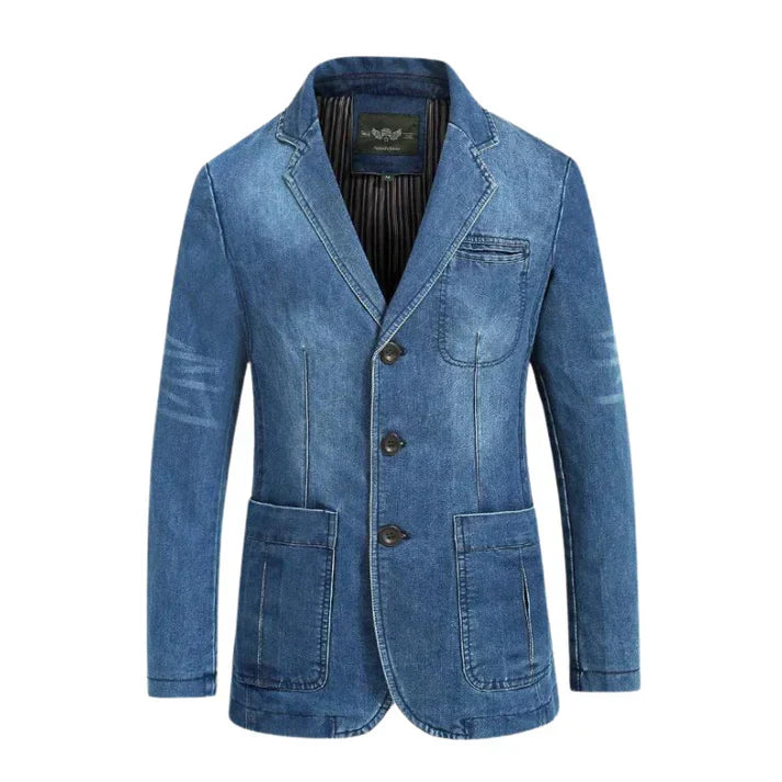 Men's blazer modern relaxed fit in light blue and dark blue, smart casual