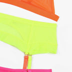 Neon lingerie set with EDM rave design in yellow, hot pink, and orange