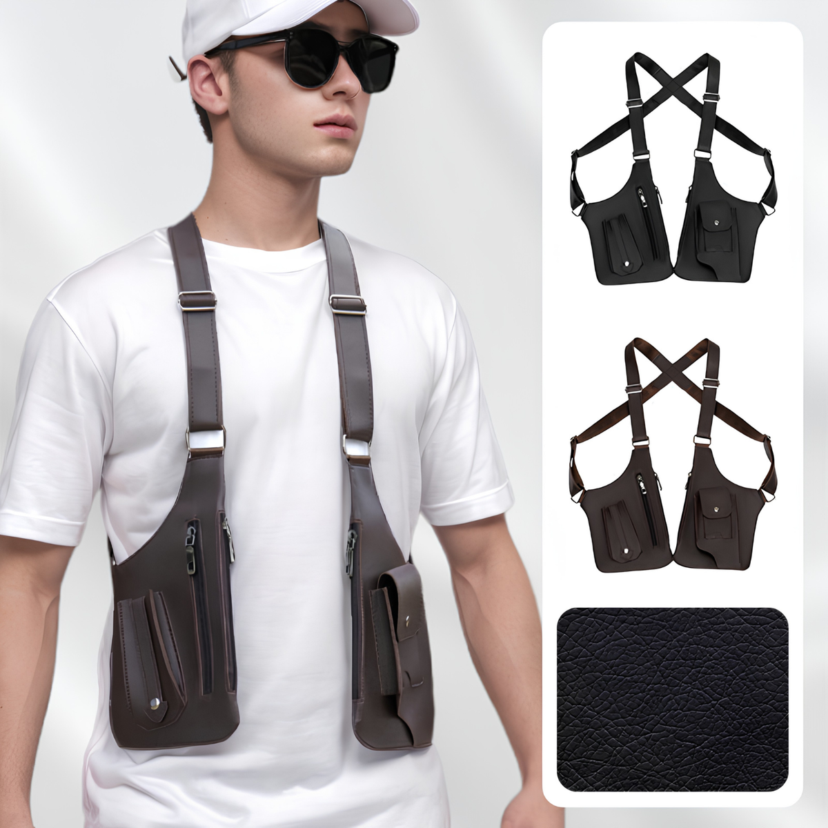 Men anti-theft crossbody shoulder bag with hidden zipper and magnetic closure
