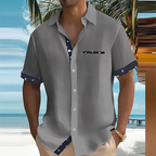 Men's short sleeve summer shirt, breathable lightweight cotton blend, S to 3XL