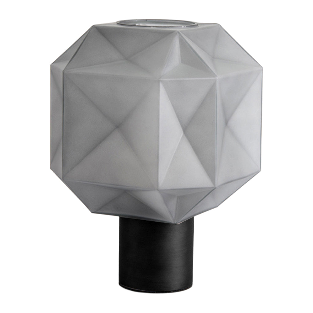 Table lamp with smoke gray glass shade, modern retro E27 1-light design