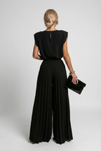 Women's two-piece set with sleeveless top and wide-leg trousers, relaxed fit summer outfit