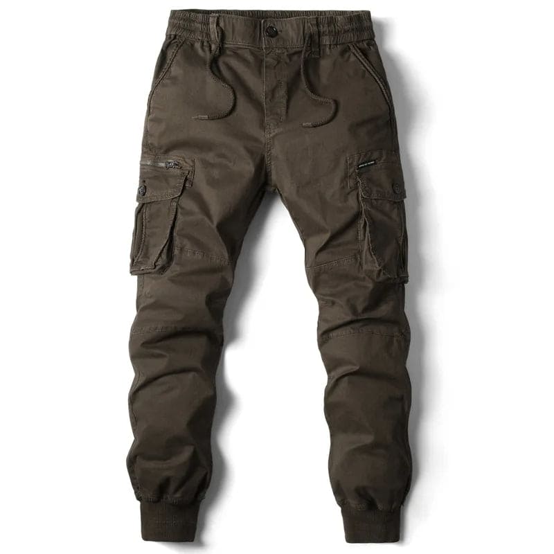 Men cargo joggers tapered fit with utility pockets and elastic drawstring waist