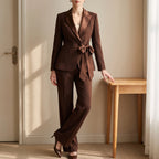 Women's 2-piece suit set with blazer and trousers, professional stretch fabric