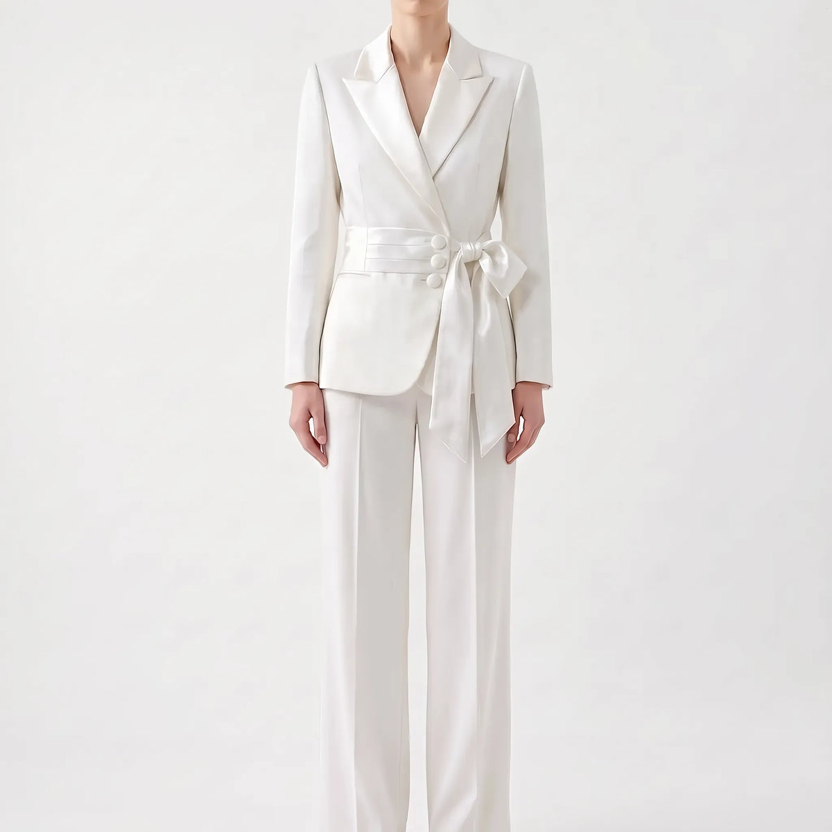 Women's 2-piece suit set with blazer and trousers, professional stretch fabric