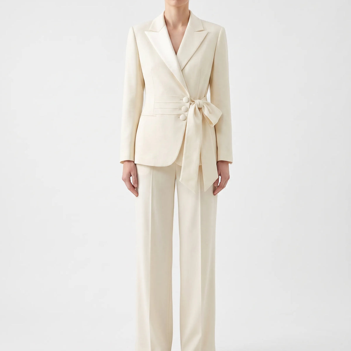 Women's 2-piece suit set with blazer and trousers, professional stretch fabric