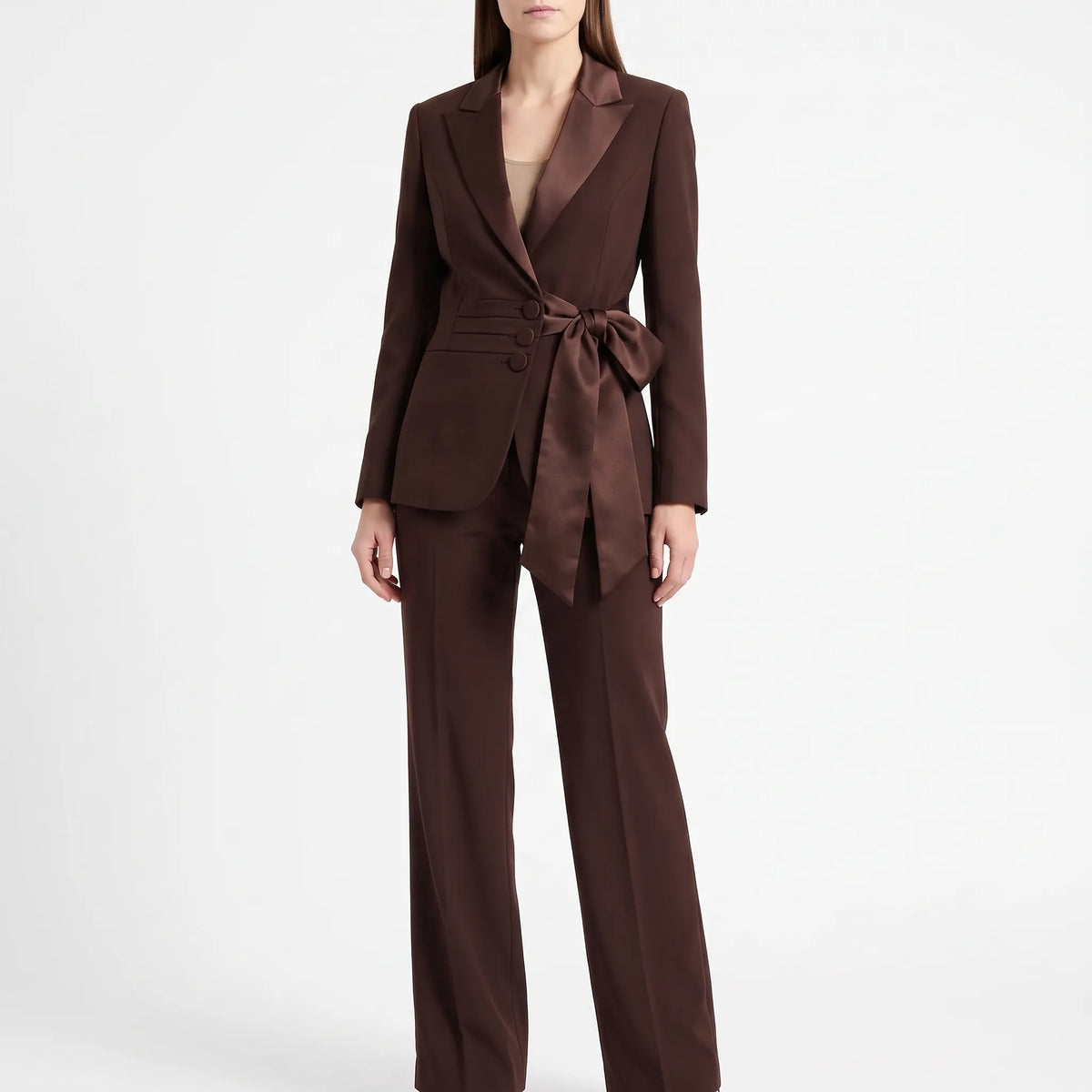 Women's 2-piece suit set with blazer and trousers, professional stretch fabric
