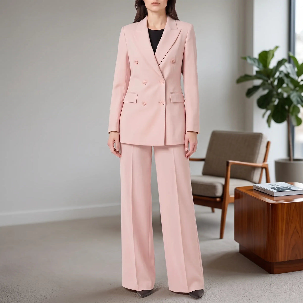 Women's pant suit 2-piece tailored fit office wear, blazer and trousers set
