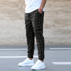 Men's plaid jogger pants relaxed fit casual everyday wear