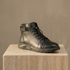 Men's Orthopedic Leather Boots | Black High-Top Chelsea, Side-Zip