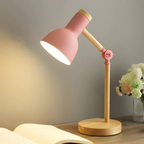 LED table lamp wood and metal adjustable arm E27 1-light modern design