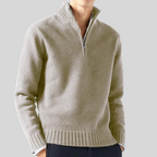 Men's half-zip pullover sweater wool blend, warm winter knitwear