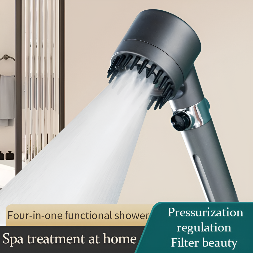 High pressure water saving shower head with chrome finish 24cm