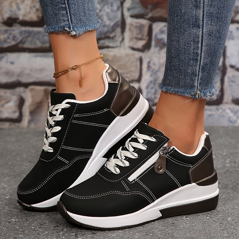 Orthopedic sneakers with height boosting cushioned sole and arch support