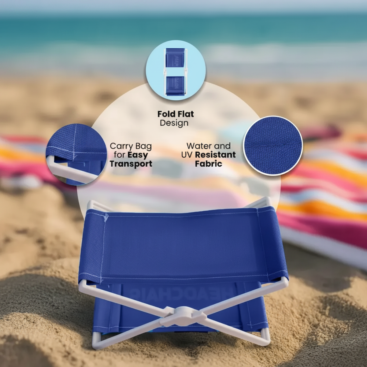 Portable foldable headrest for beach and park, lightweight with ergonomic neck support