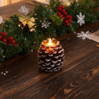LED pinecone candles flameless warm white with remote and timer