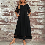 Women midi dress empire waist tummy smoothing flowing skirt