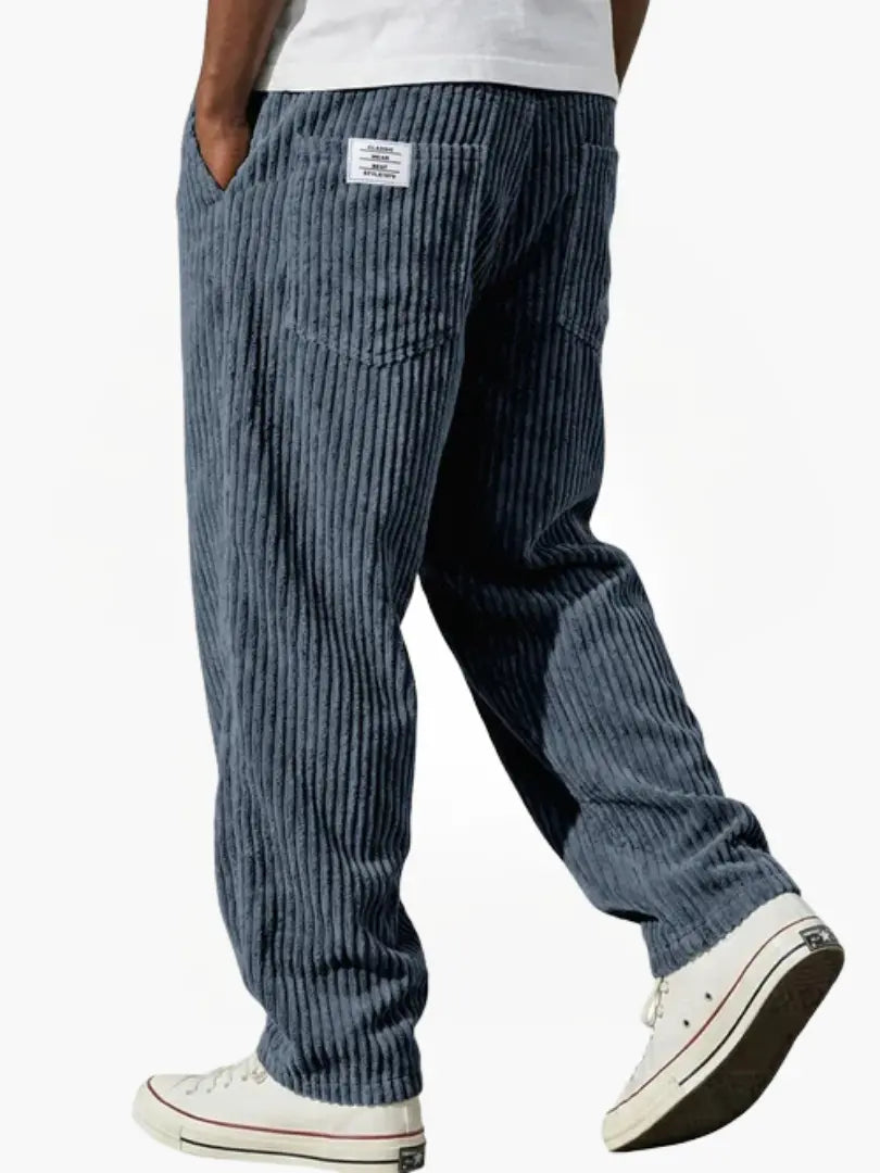 Men's corduroy drawstring trousers relaxed fit all-season smart casual