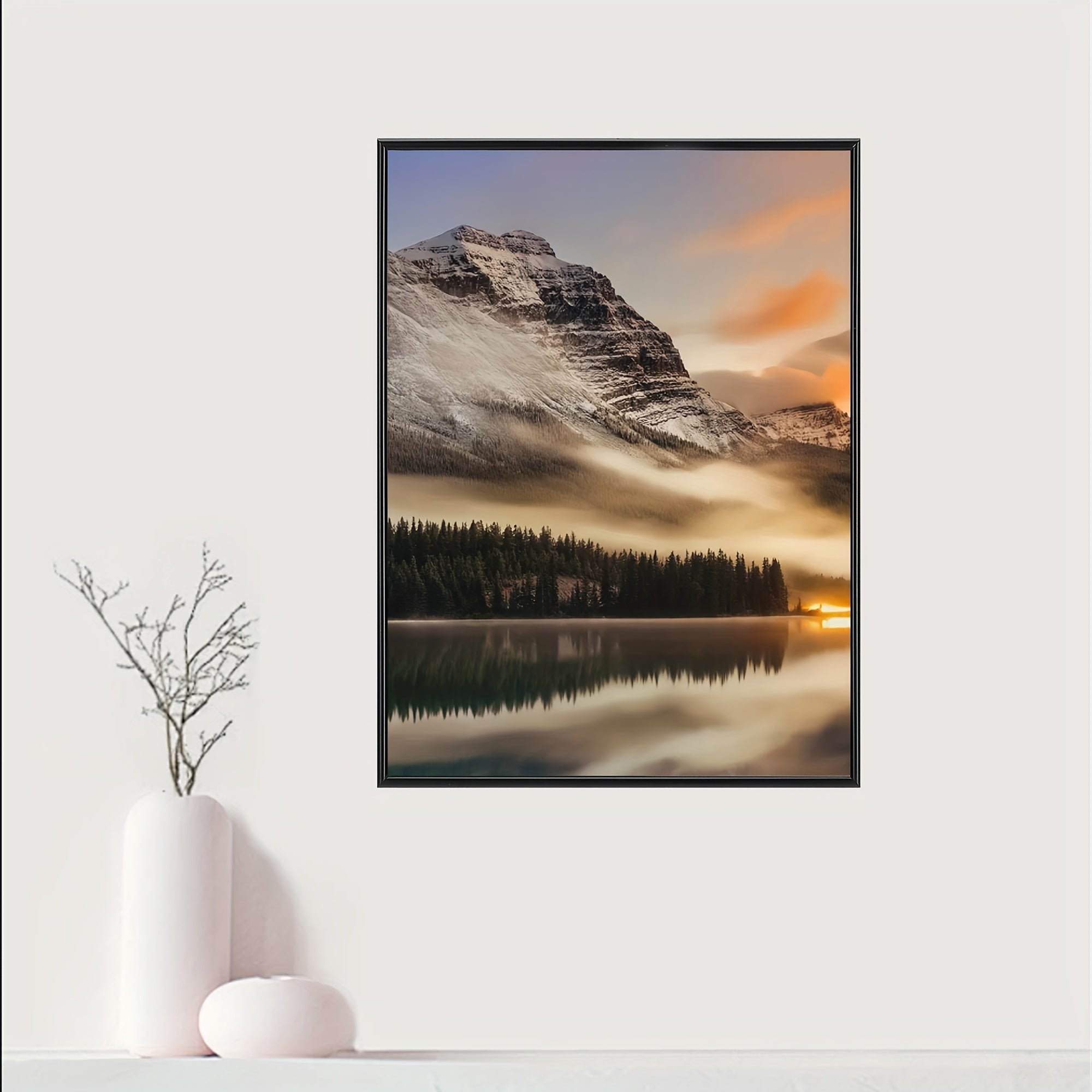 Black classic photo frame for wall and table display, rectangular PVC frame