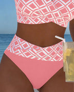 High Waist Bikini Set Women Checkered Two Piece Wireless Bra