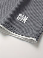 Men's two-piece waffle fabric set, relaxed fit, T-shirt and shorts in black and beige
