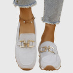 Women's orthopedic loafers with cushioned insole and gold horsebit detail