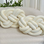 Plush button ball cushions set of 2, decorative knot design for sofa and bed