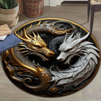 Round dragon rug non-slip decorative carpet flatwoven polyester floor mat