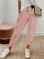 Women's linen pants casual relaxed fit, breathable summer trousers