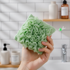 2-in-1 soap dispenser sponge, soft reusable shower accessory with ball grip