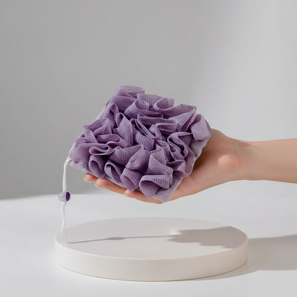 2-in-1 soap dispenser sponge, soft reusable shower accessory with ball grip