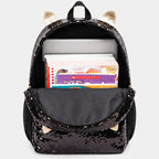 Kids school backpack set 3-piece black cat design with lunch bag and pencil case