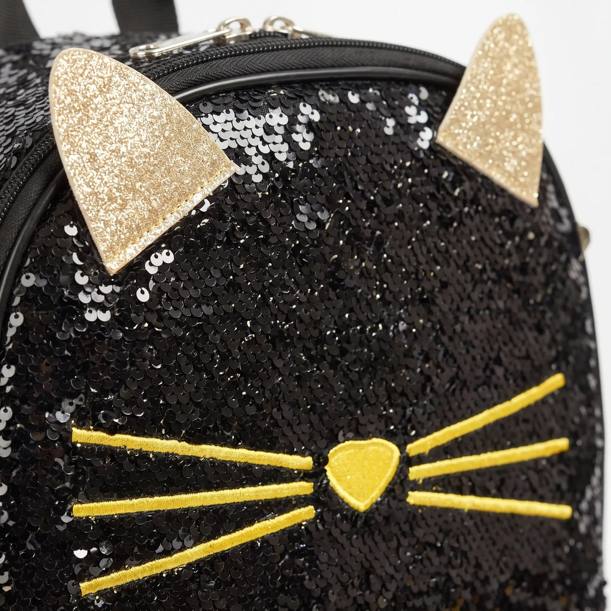 Kids school backpack set 3-piece black cat design with lunch bag and pencil case