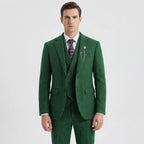 Men's 3-piece herringbone suit with tailored slim fit, jacket waistcoat and trousers set