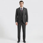 Men's 3-piece herringbone suit with tailored slim fit, jacket waistcoat and trousers set