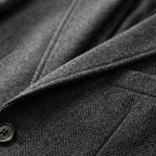Men's 3-piece herringbone suit with tailored slim fit, jacket waistcoat and trousers set