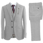 3-piece herringbone suit men's tailored slim fit with notch lapel and waistcoat