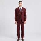 Men's 3-piece herringbone suit with tailored slim fit, jacket waistcoat and trousers set