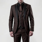 3-piece slim fit suit men's formal with contrast peak lapels, tailored silhouette