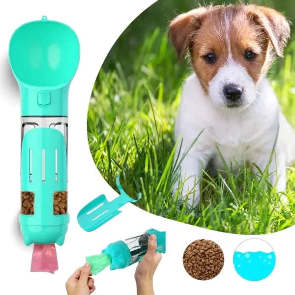 Dog water bottle 3-in-1 BPA-free travel bottle with food storage and poop bag dispenser